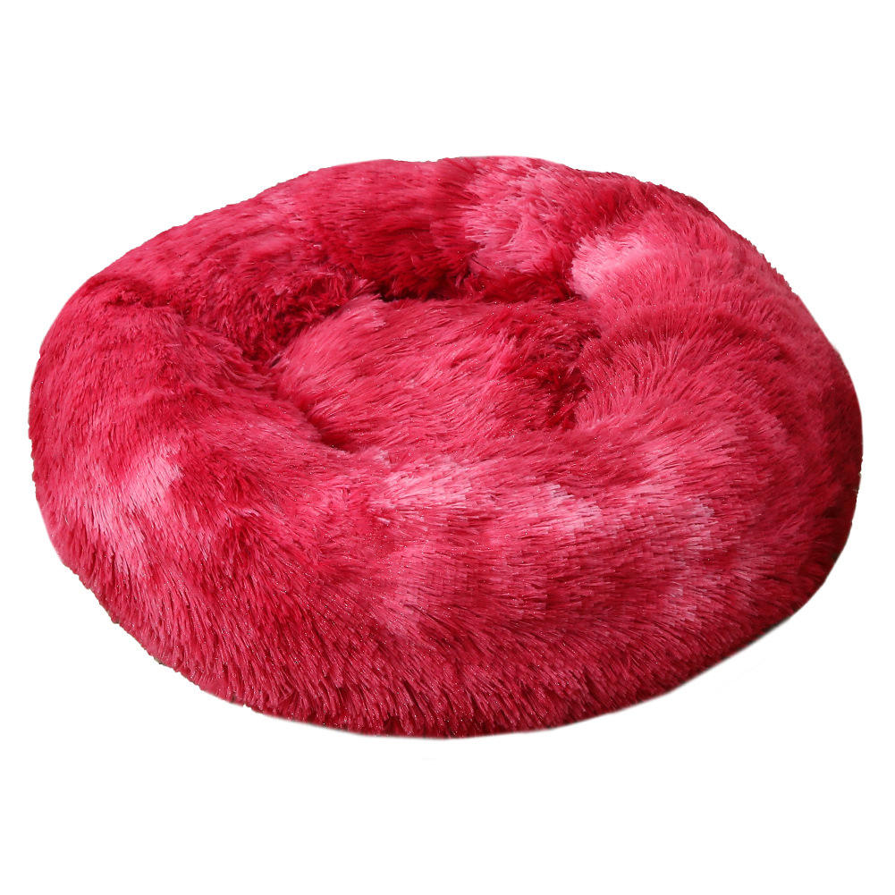 Soft Luxury Plush Pink Grey White Pet Cushion Round Cat Dog Bed