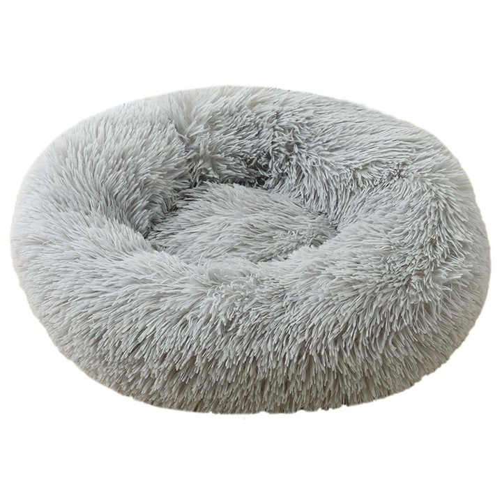 Soft Luxury Plush Pink Grey White Pet Cushion Round Cat Dog Bed