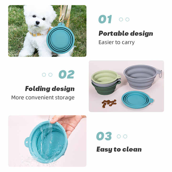 Custom Foldable Silicone Dog Cat Bowls Perros Para Mascotas Food Water Bowl Collapsible Silicone Pet Dog Bowls