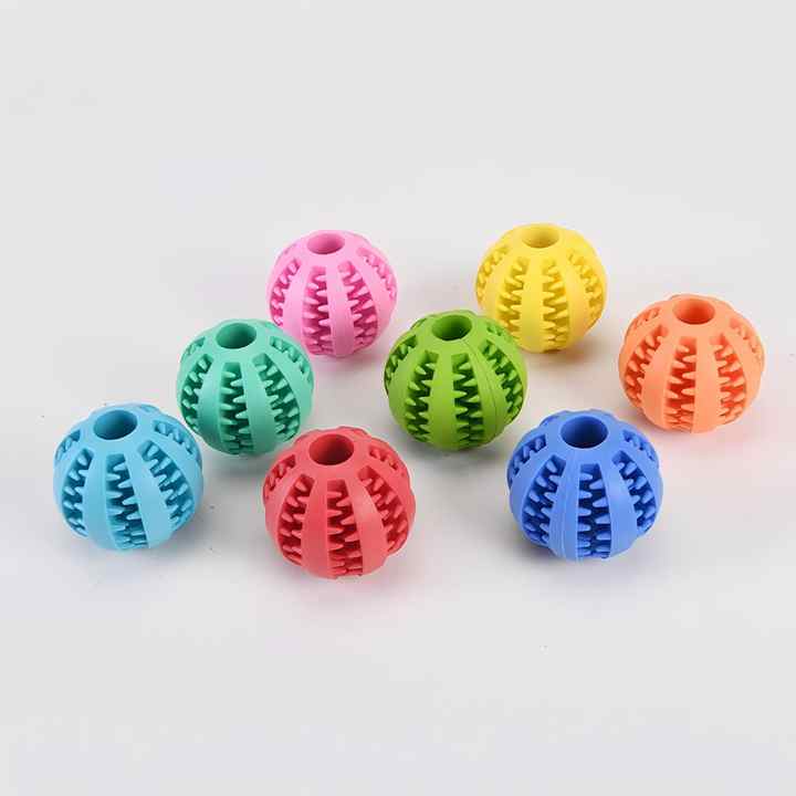 Dog Toy Interactive Durable Soft Rubber Ball Puppy Cat Chew Toys Dog Food Treat Feeder Tooth Cleaning Ball IQ Training Ball