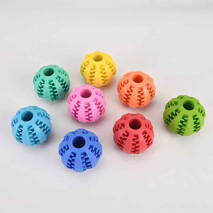 Dog Toy Interactive Durable Soft Rubber Ball Puppy Cat Chew Toys Dog Food Treat Feeder Tooth Cleaning Ball IQ Training Ball