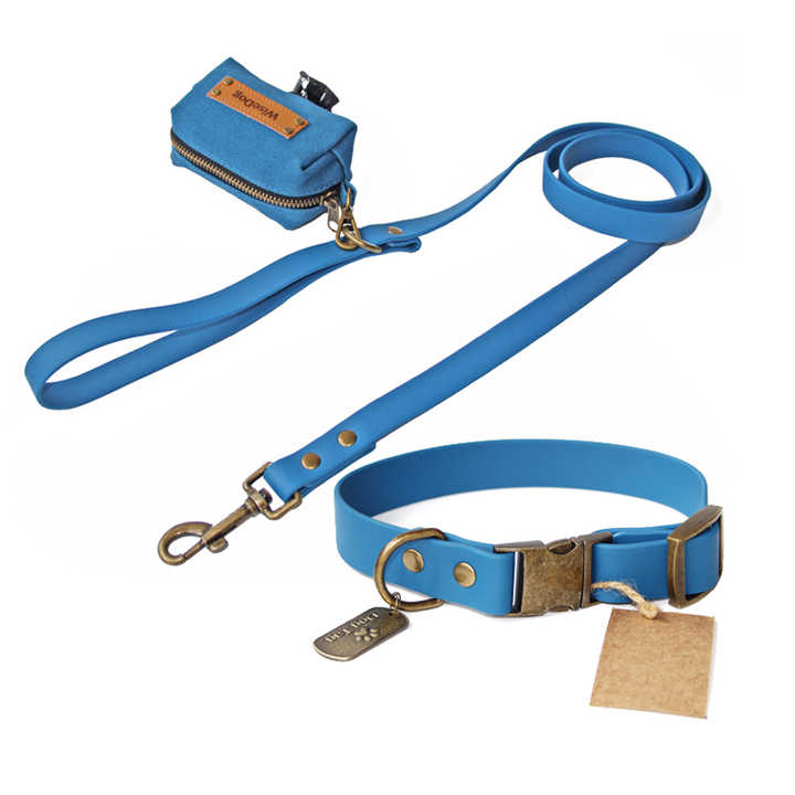 New Designer Luxury Waterproof Pvc Custom Dog Collar and Leash Set Personalized with Poop Bag