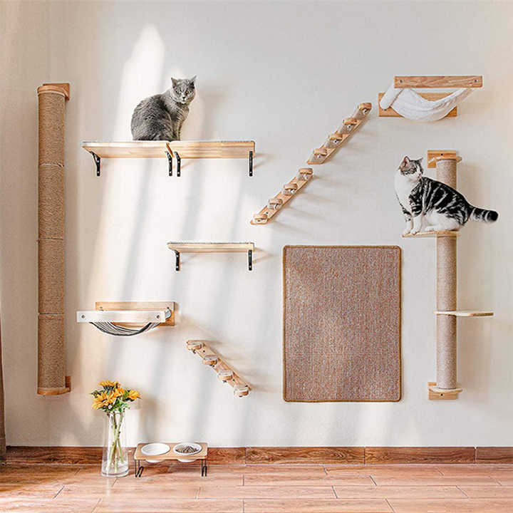 Newly Designed Window Mounted Cat Bed Wood Pet Hammock Cat Bed Wooden Cat Shelf Hammock