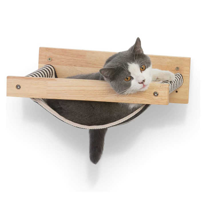 Newly Designed Window Mounted Cat Bed Wood Pet Hammock Cat Bed Wooden Cat Shelf Hammock