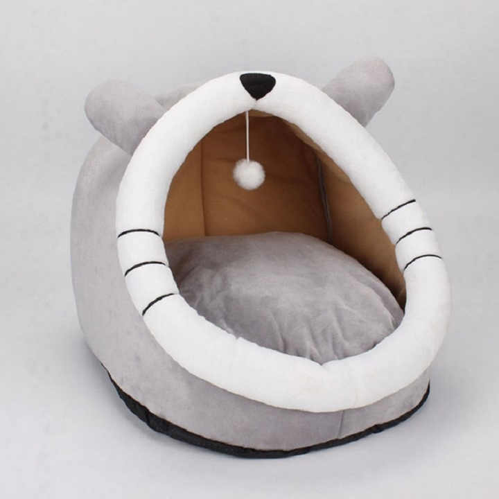 Pink Grey Yellow Cat Bed Cute Shape Design