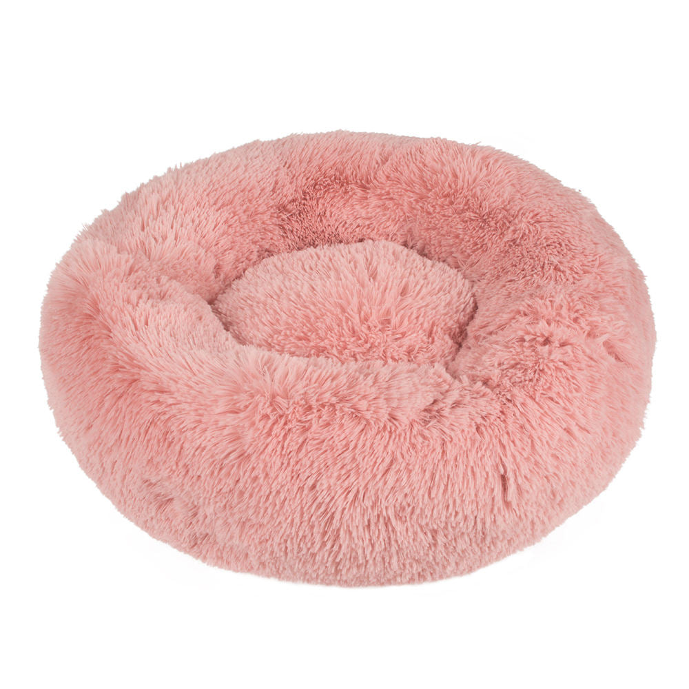 Soft Luxury Plush Pink Grey White Pet Cushion Round Cat Dog Bed