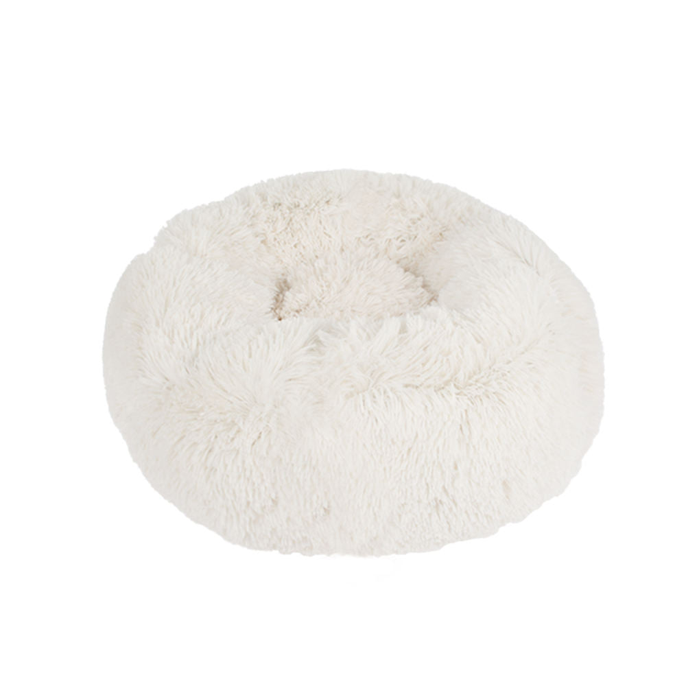 Soft Luxury Plush Pink Grey White Pet Cushion Round Cat Dog Bed