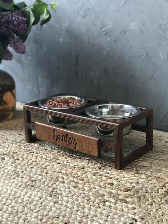 Wood Raised Dog Bowl Elevated Dog Bowl Rustic Farmhouse Dog Feeding Stand