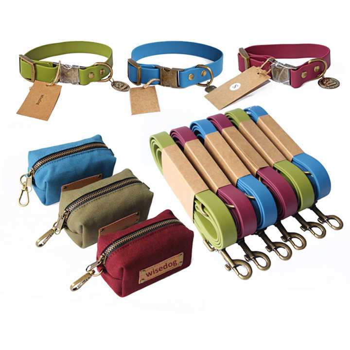 New Designer Luxury Waterproof Pvc Custom Dog Collar and Leash Set Personalized with Poop Bag