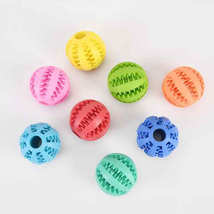 Dog Toy Interactive Durable Soft Rubber Ball Puppy Cat Chew Toys Dog Food Treat Feeder Tooth Cleaning Ball IQ Training Ball