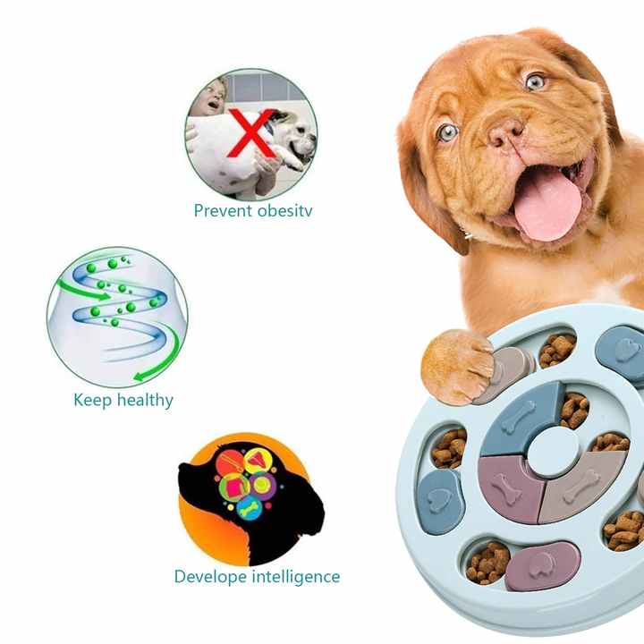 Funny IQ Game Interactive Slow Feeder Chew Dispenser Treat Dog Food Puzzle Toys